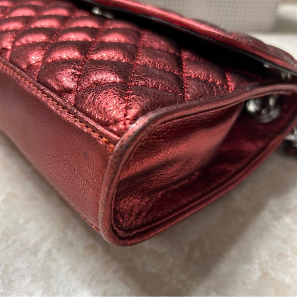 Rebecca Minkoff Red Leather Metallic Quilted Flap Bag Crossbody / Shoulder Bag - Picture 6 of 10